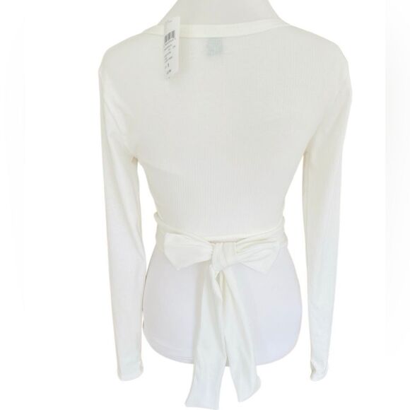 New with tag Windsor Wrap Waist Ribbed Crop Top, Ivory, size Small. - Picture 6 of 11